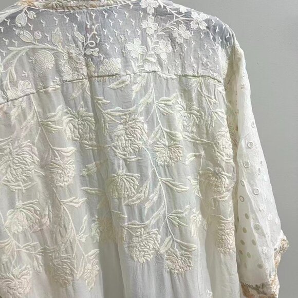 NWOT Johnny Was Kimono Embroidered Floral Jacket Coat Cream Ivory Size S - Picture 15 of 16